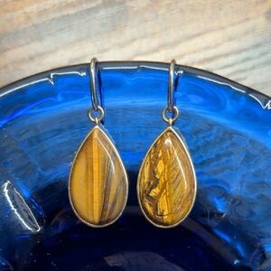 Fossil Gold and Brown Teardrop Earrings